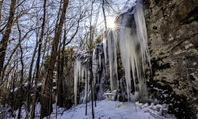 A winter view from the Seven Hollows Trail at Petit Jean State Park. 